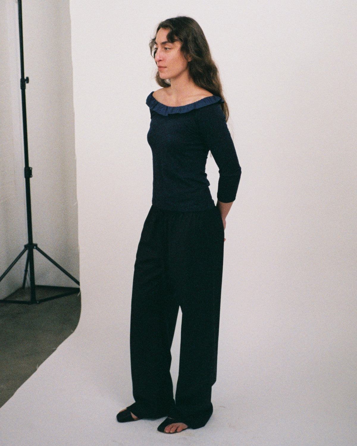 Frill Off-Shoulder Top - Midnight