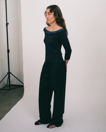 Frill Off-Shoulder Top - Midnight
