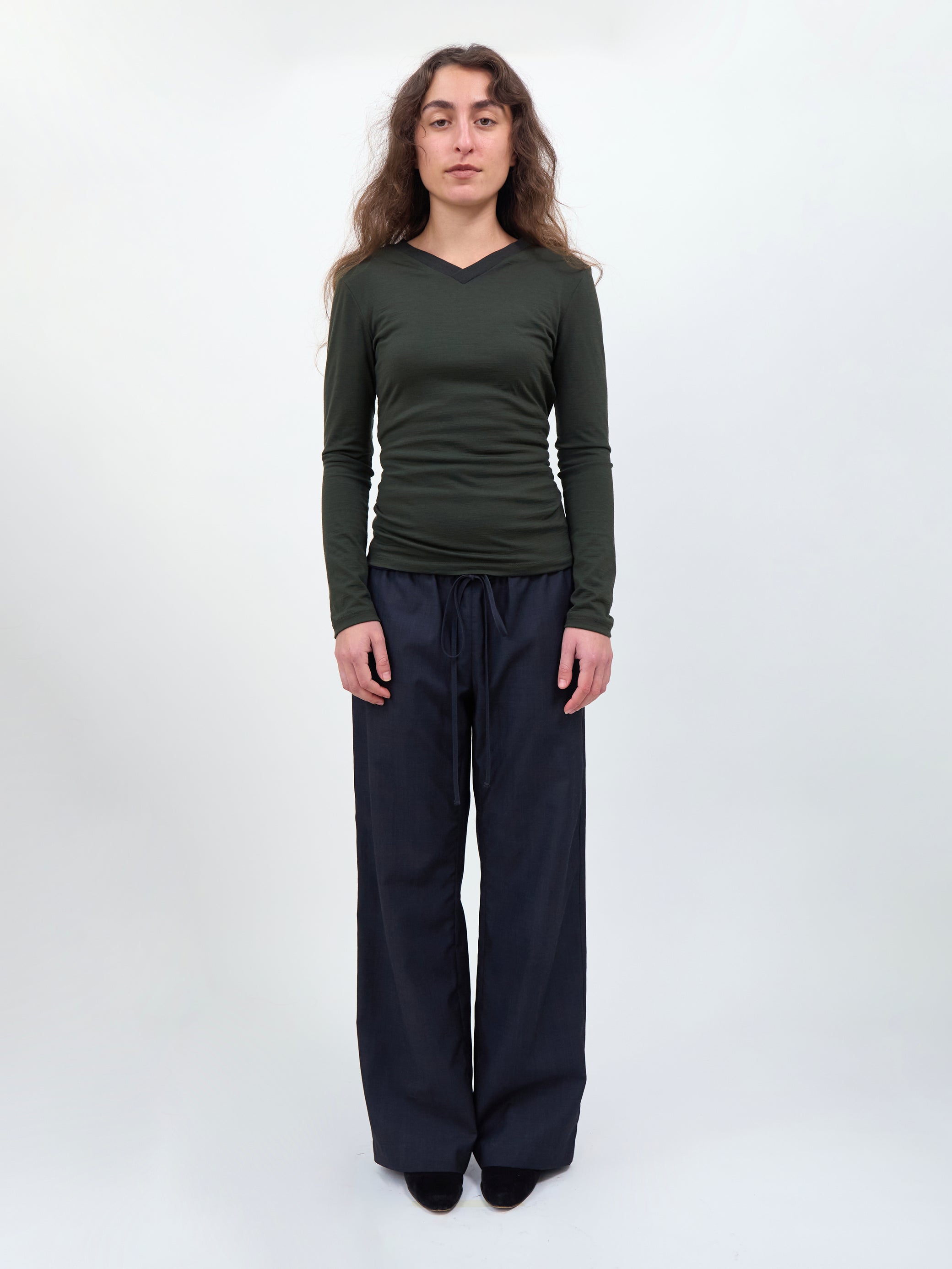 High V-Neck Longsleeve - Khaki
