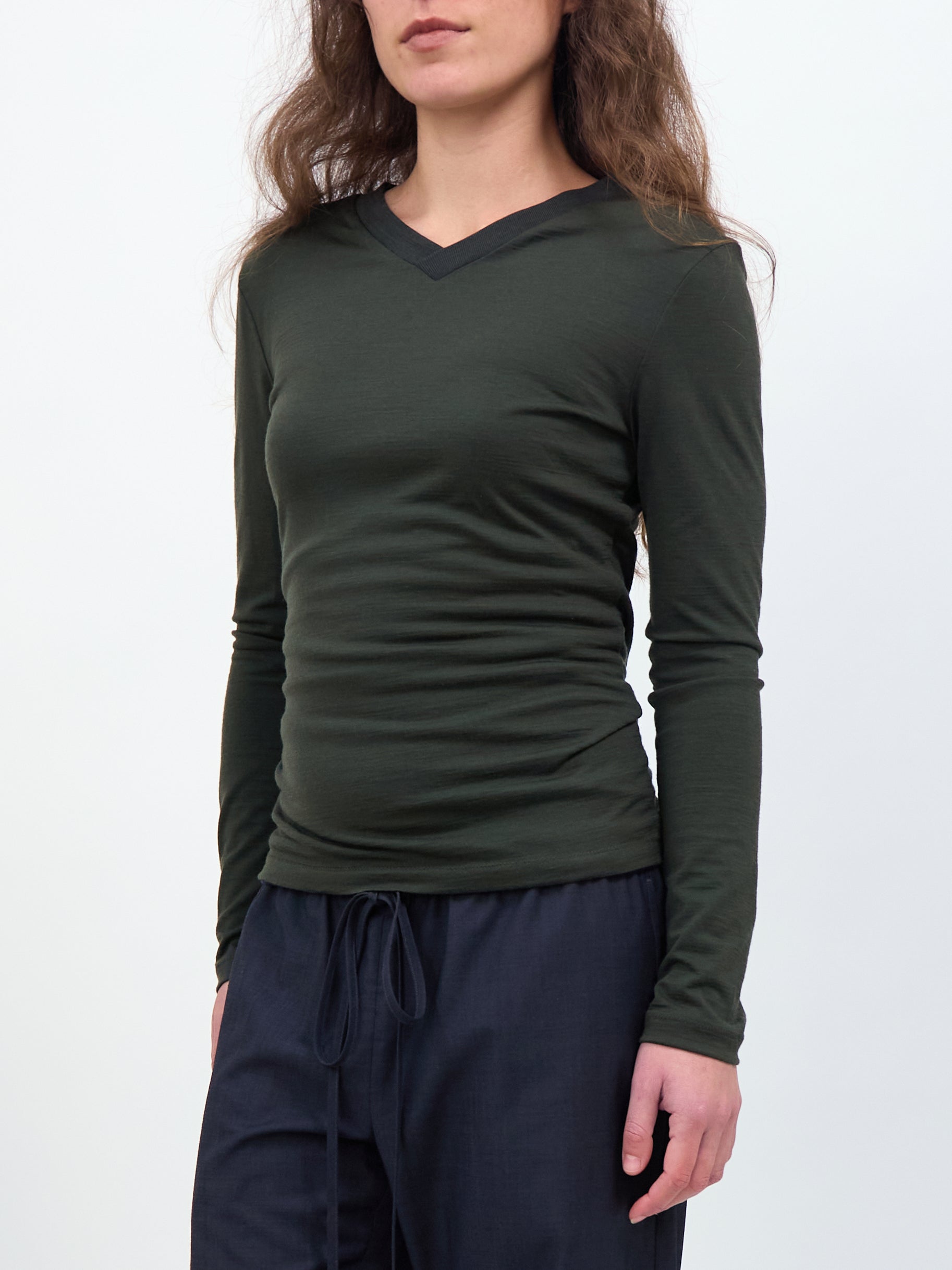 High V-Neck Longsleeve - Khaki