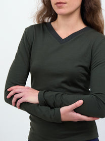 High V-Neck Longsleeve - Khaki