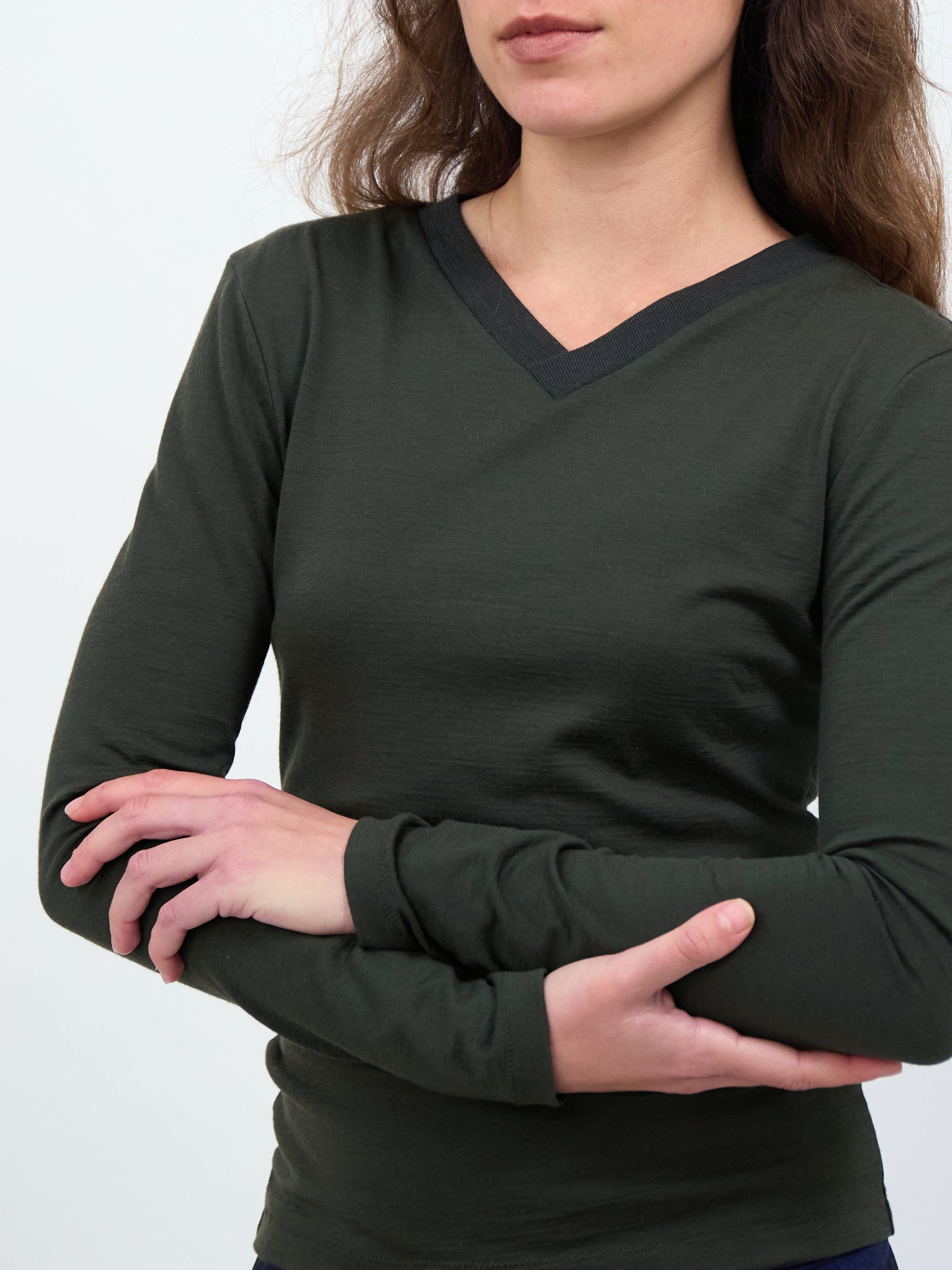 High V-Neck Longsleeve - Khaki
