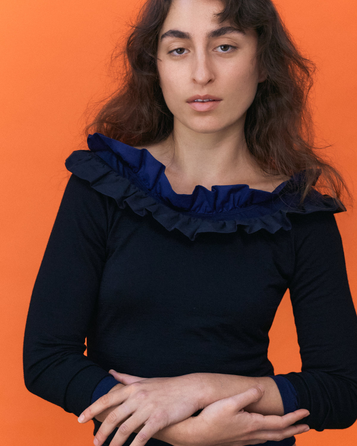 Frill Off-Shoulder Top - Black