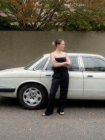 Wool Slip Trouser - Black