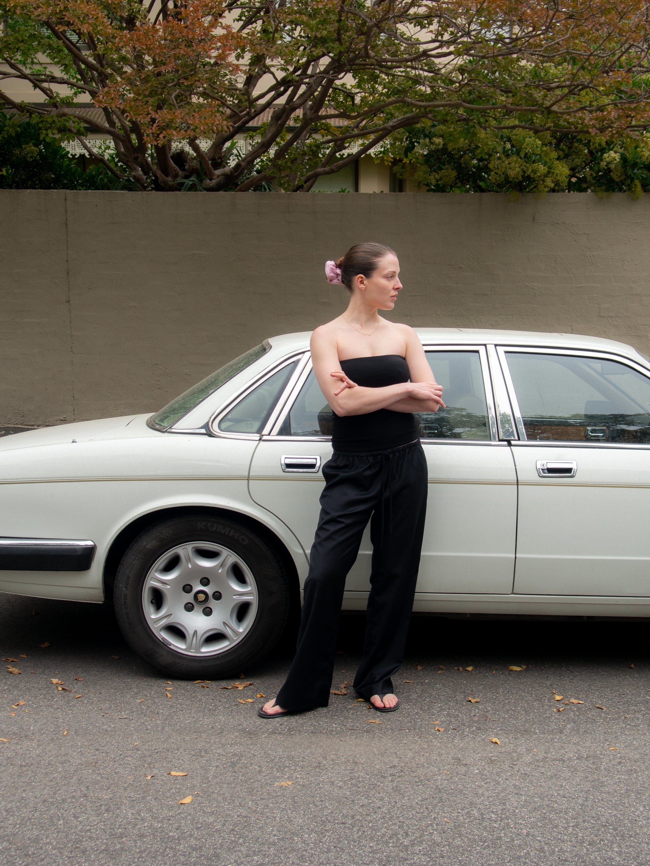 Wool Slip Trouser - Black