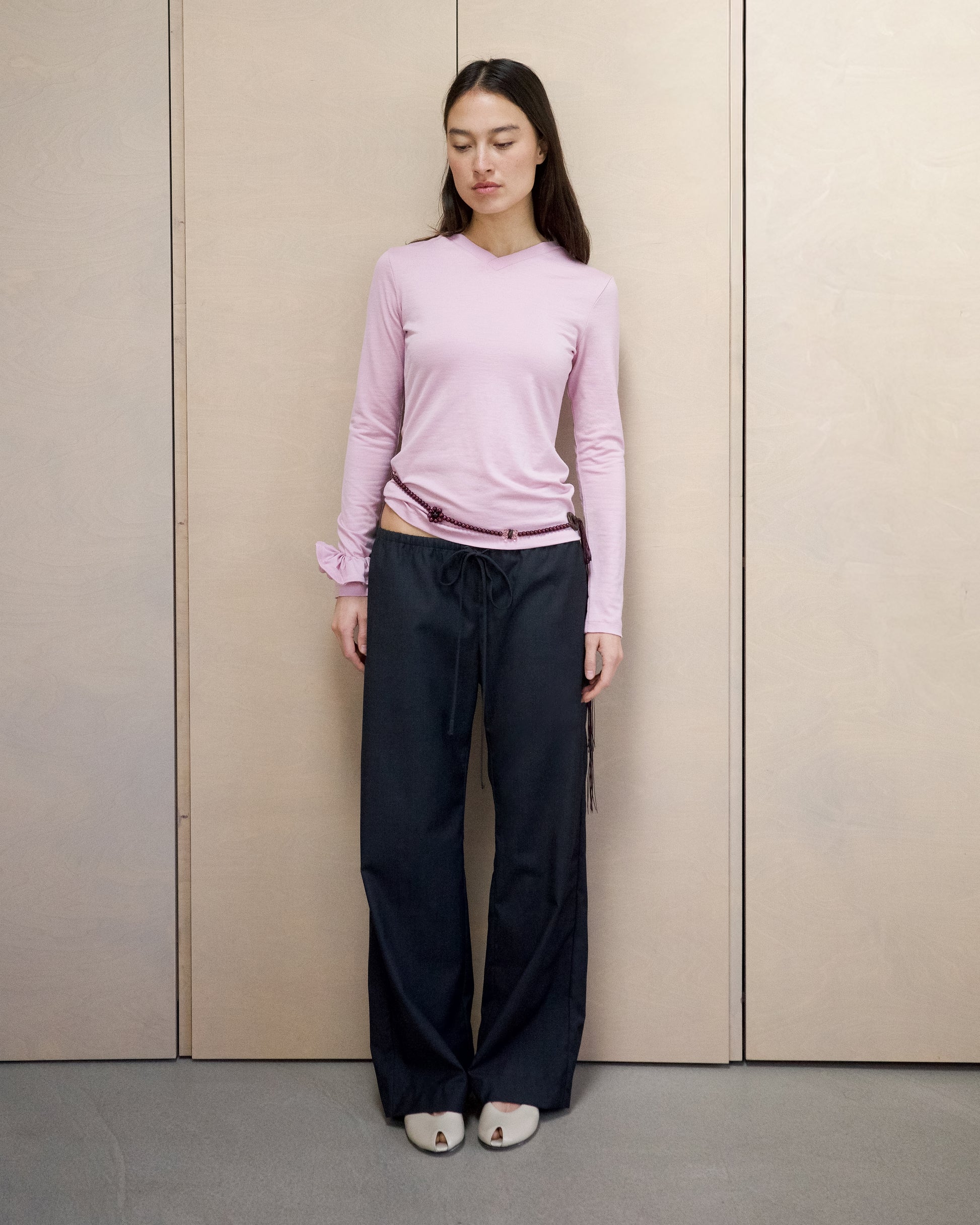 High V-Neck Longsleeve - Blush