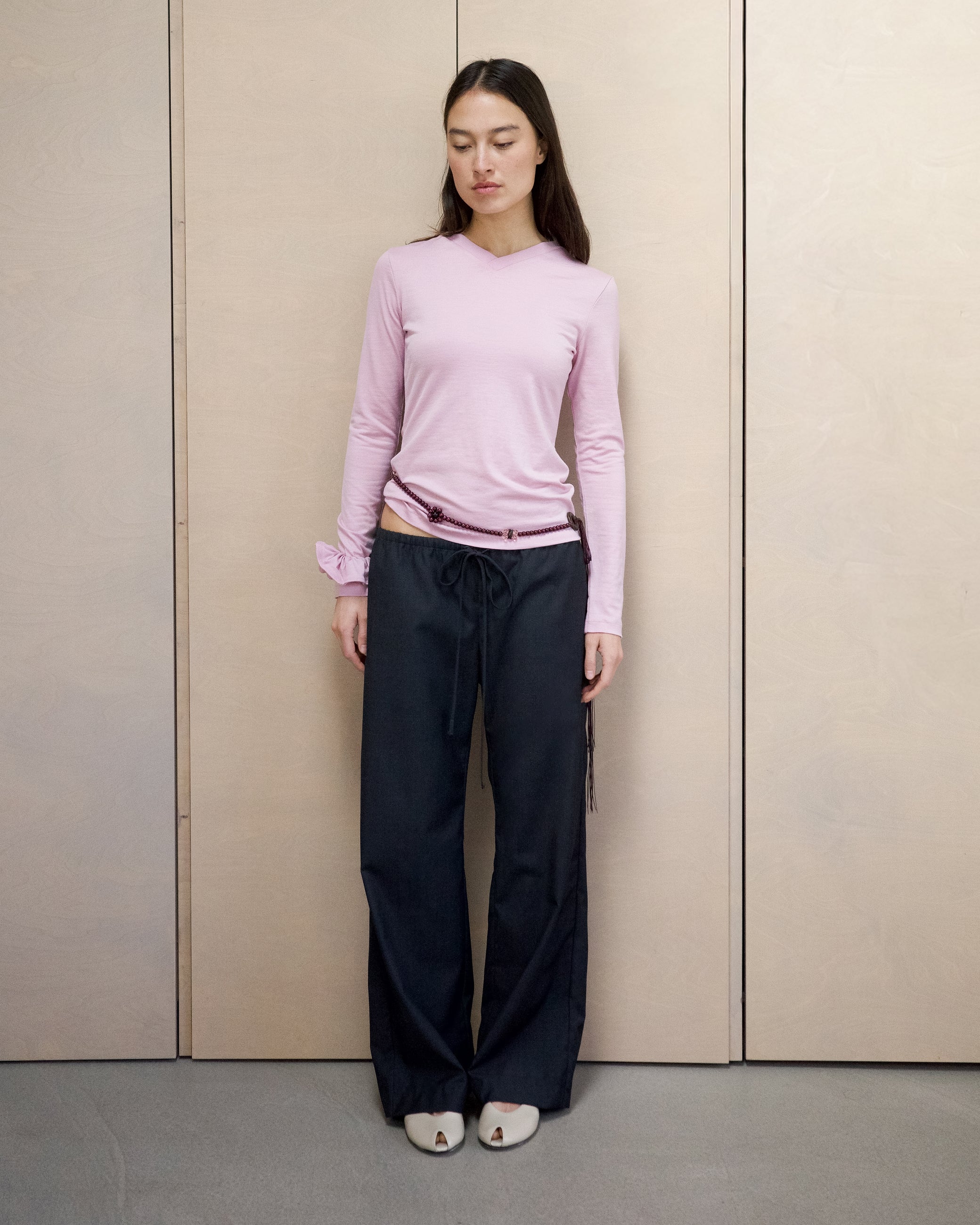 High V-Neck Longsleeve - Blush
