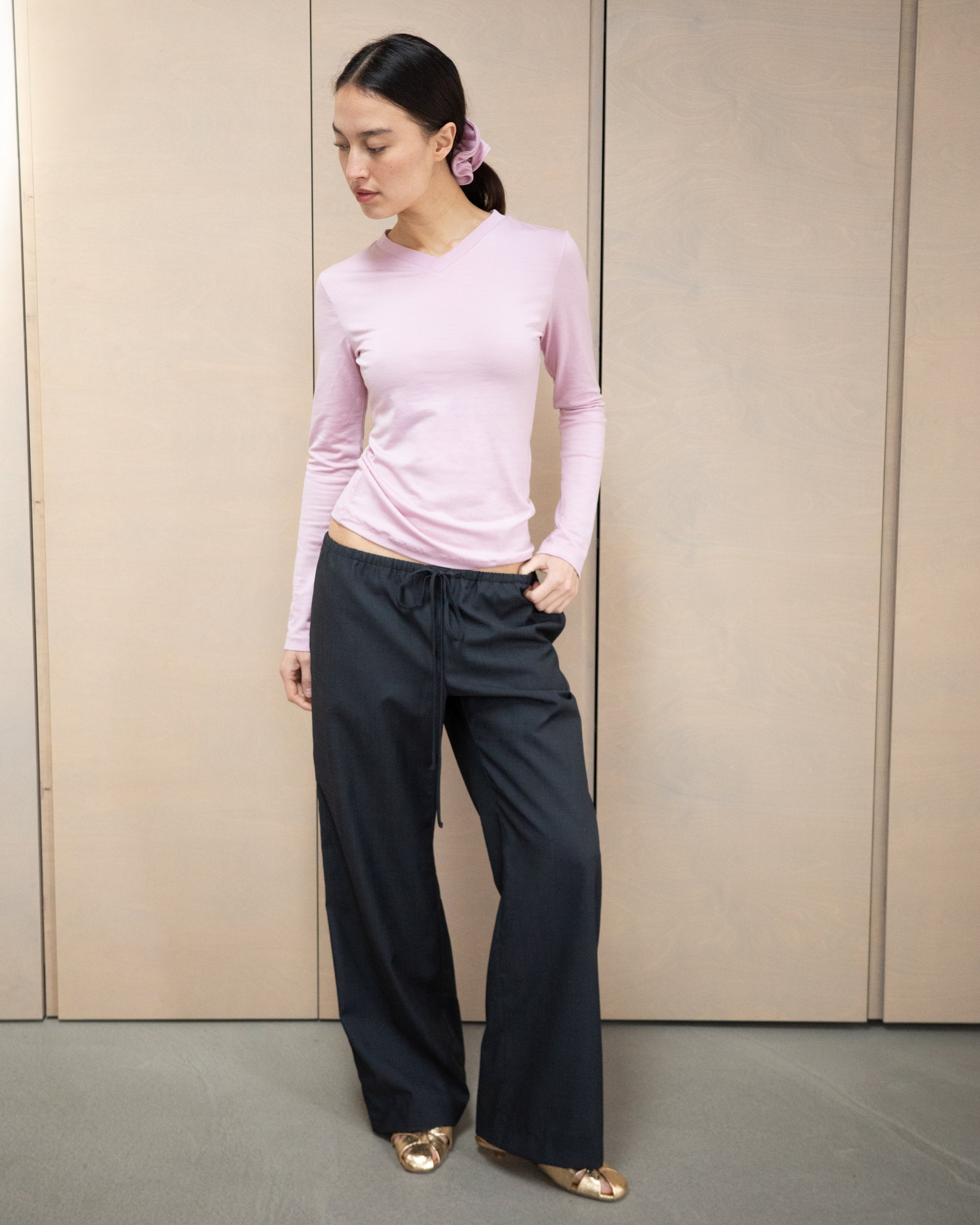High V-Neck Longsleeve - Blush