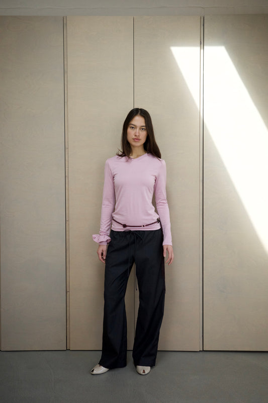Slip Wool Trousers - Charcoal