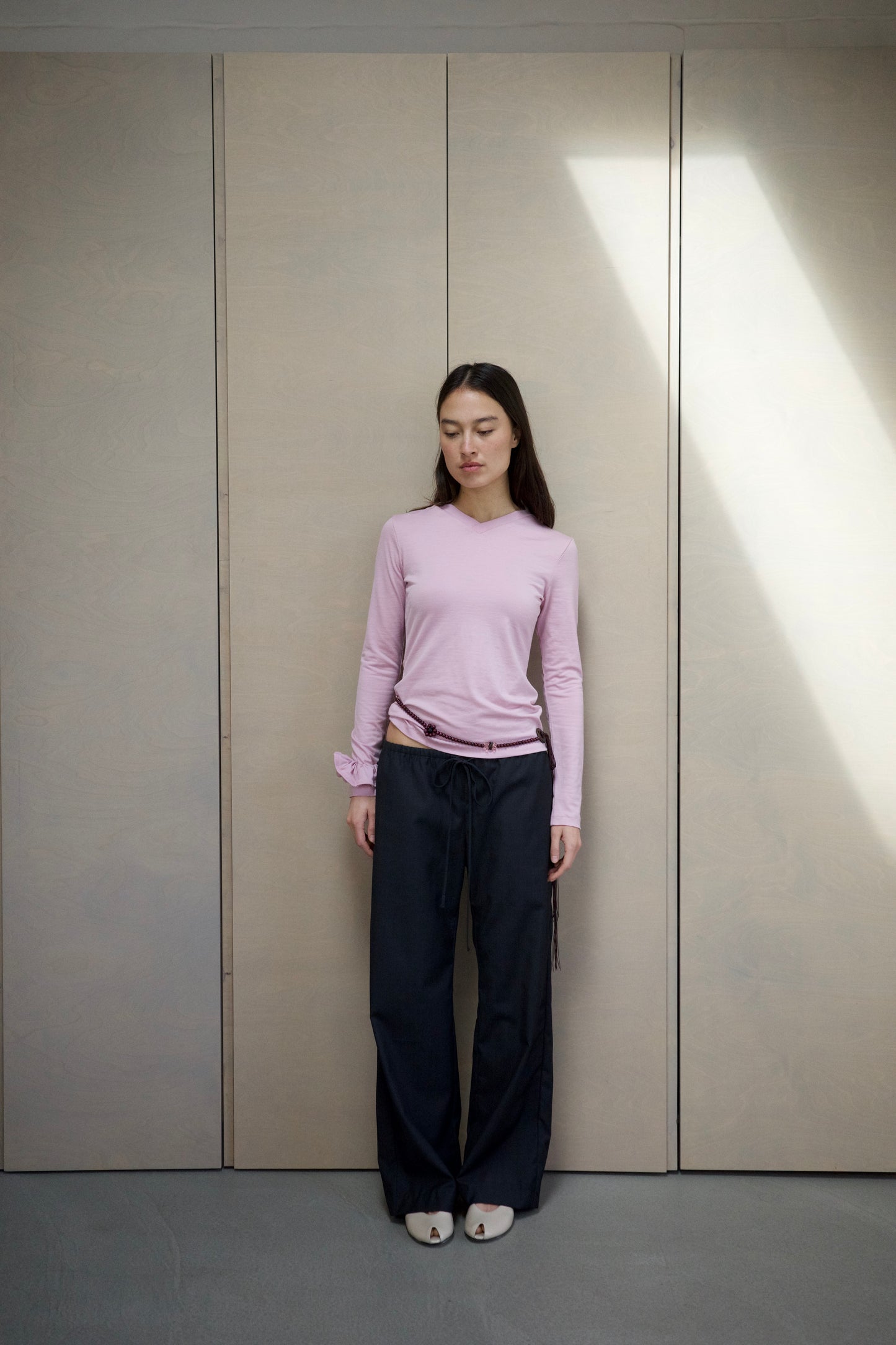Slip Wool Trousers - Charcoal