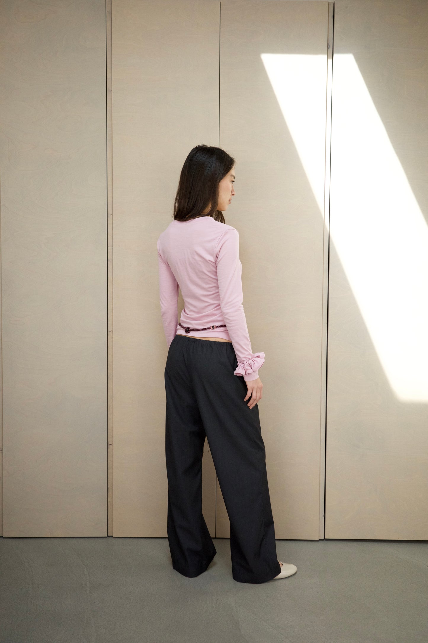 Slip Wool Trousers - Charcoal