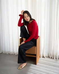 Wool Slip Trouser - Navy Stripe