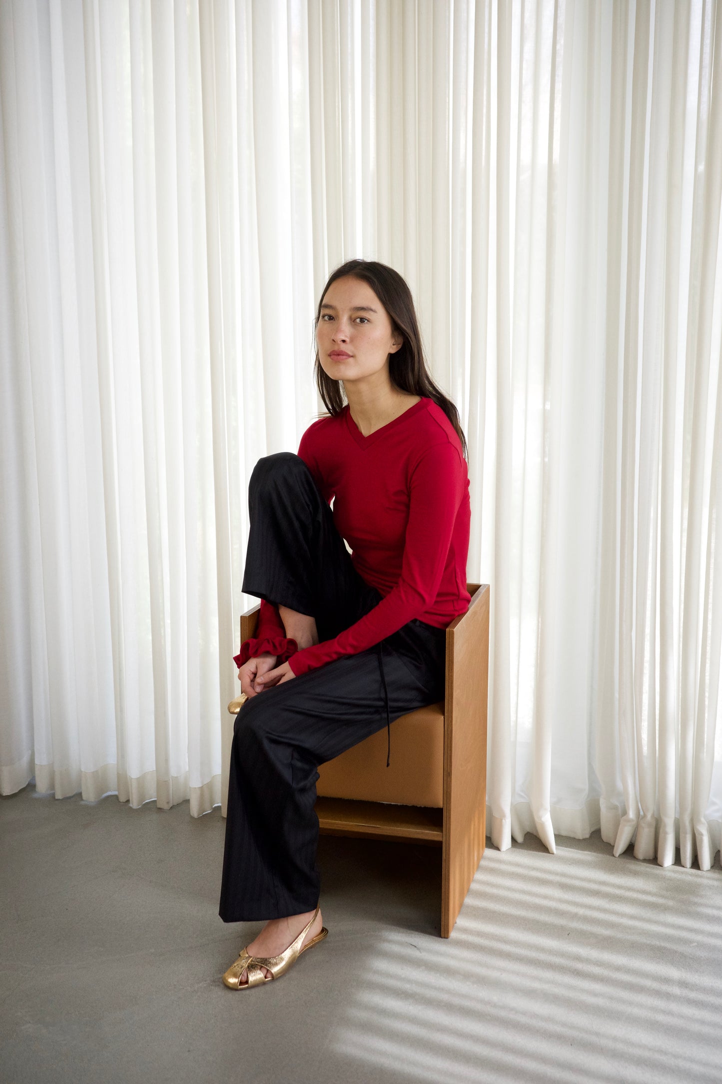 Slip Wool Trousers - Navy Stripe