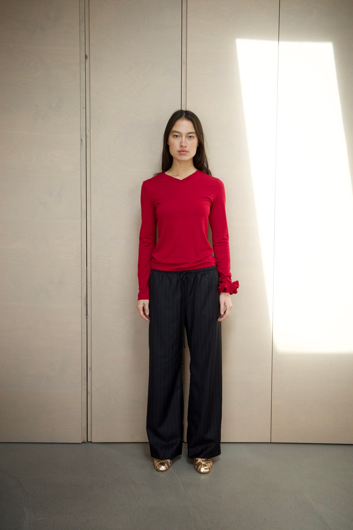 Slip Wool Trousers - Navy Stripe