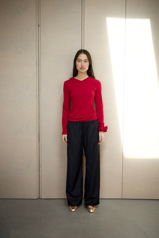 Slip Wool Trousers - Navy Stripe