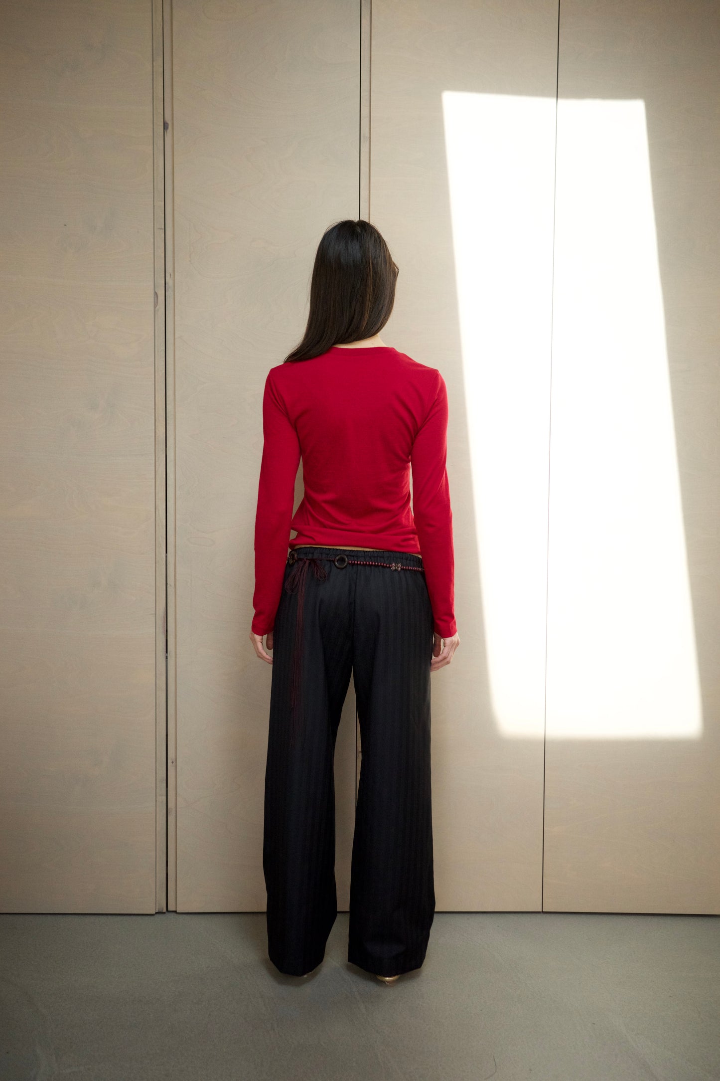 Slip Wool Trousers - Navy Stripe
