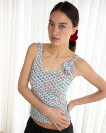 Rosette Tank - Blue/Coral