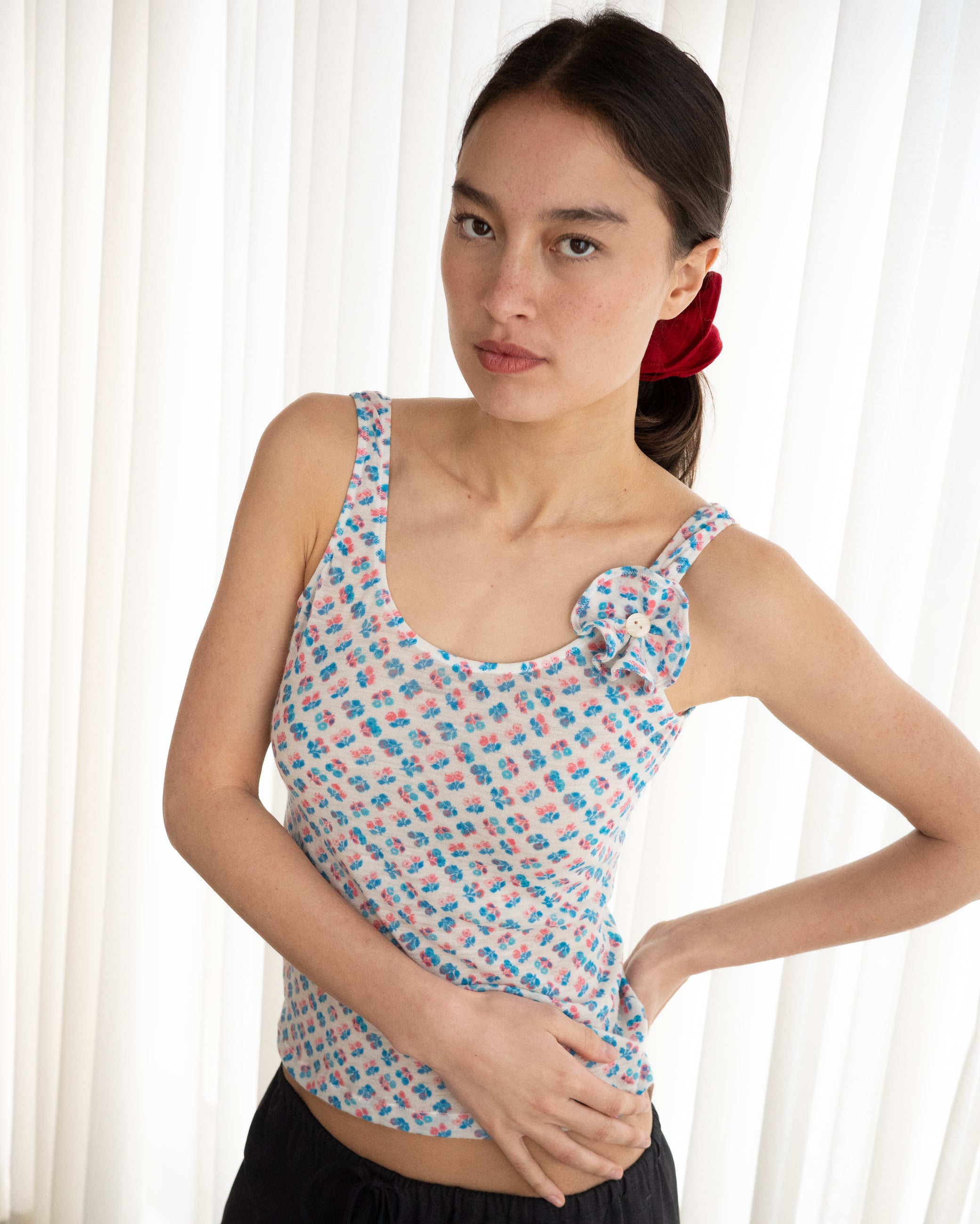 Rosette Tank - Blue/Coral