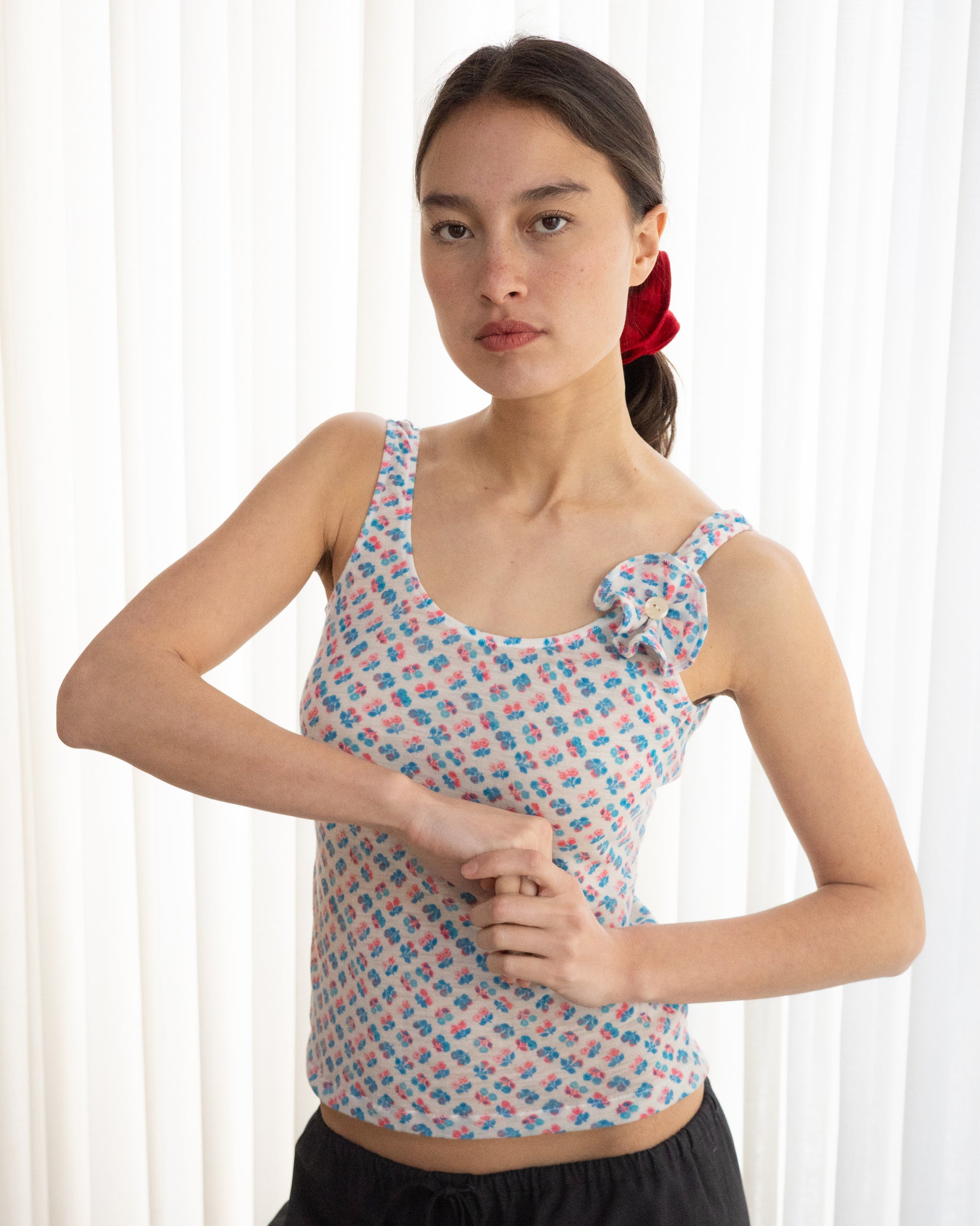 Rosette Tank - Blue/Coral