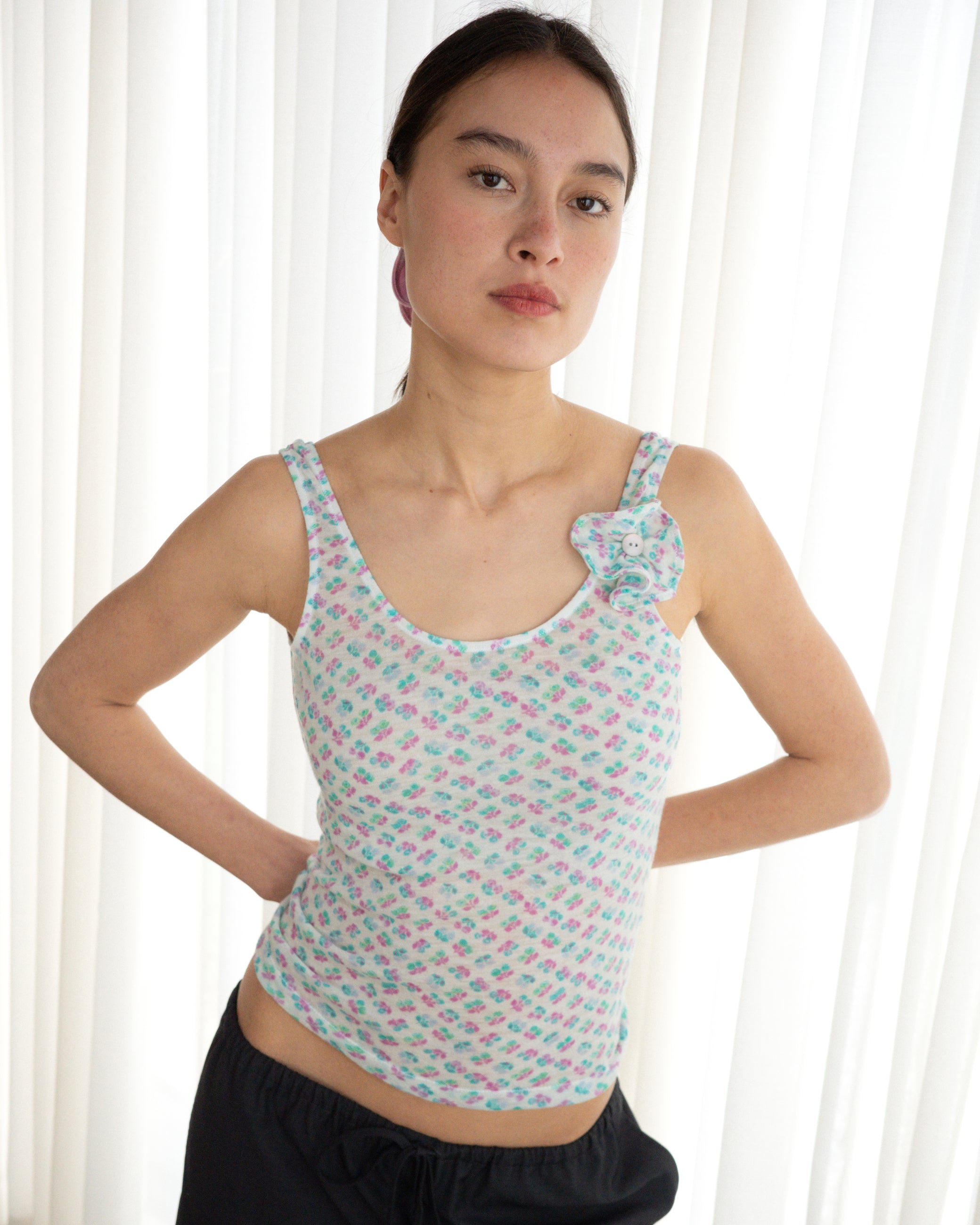 Rosette Tank - Pink/Green