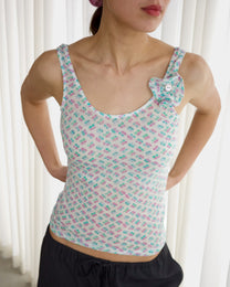 Rosette Tank - Pink/Green