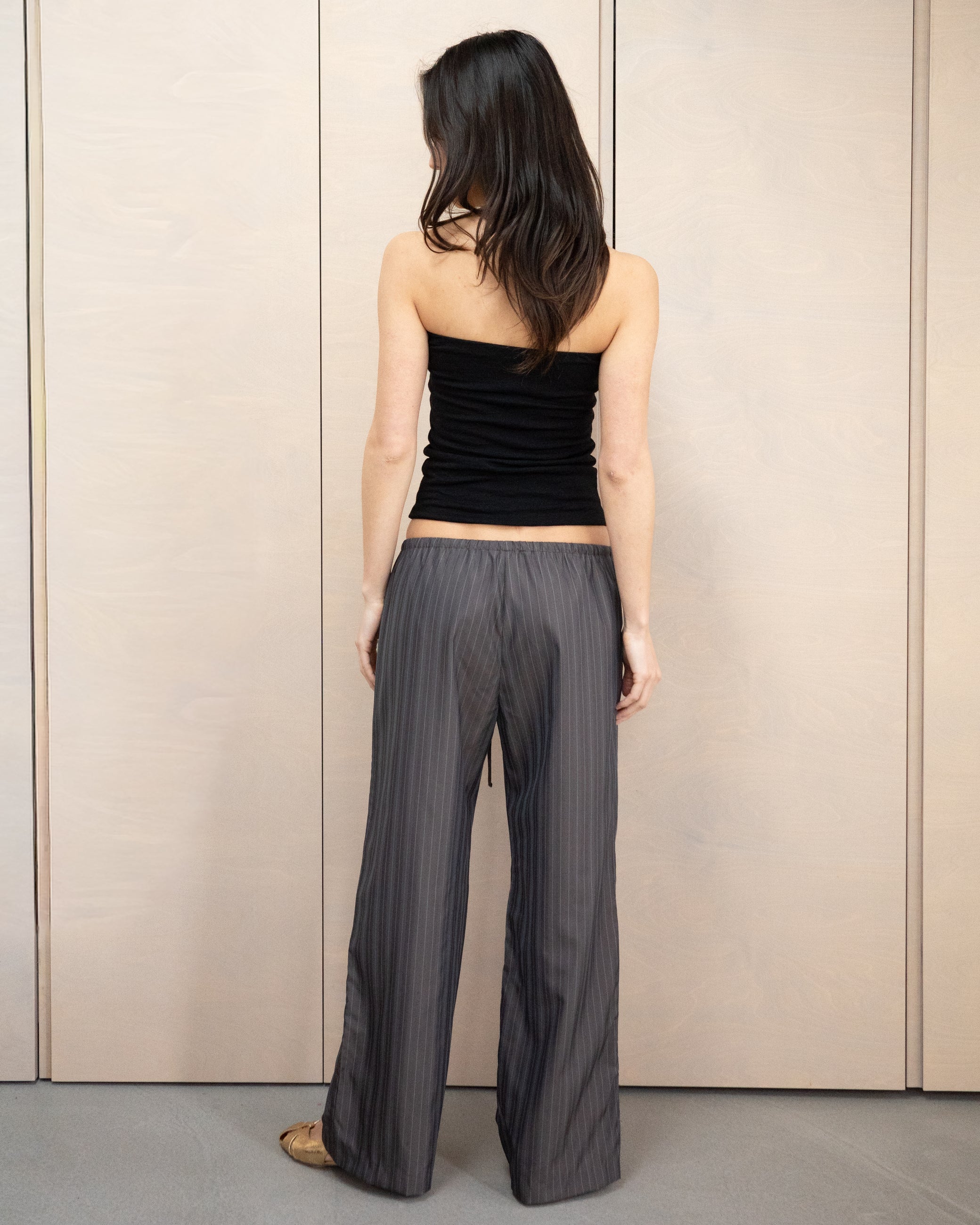 Wool Slip Trouser - Brown Stripe (PRE-ORDER)